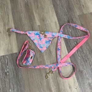 Lily Pulitzer dog collar set! Leash, collar/bandana, bag holder! Brand new!